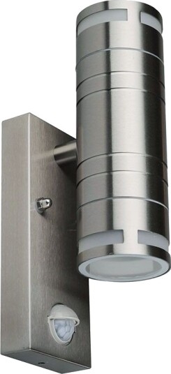 V Tac GU10 Vegglampe opp/ned m. sensor   IP44 utendørs rustfri uten lyskilde