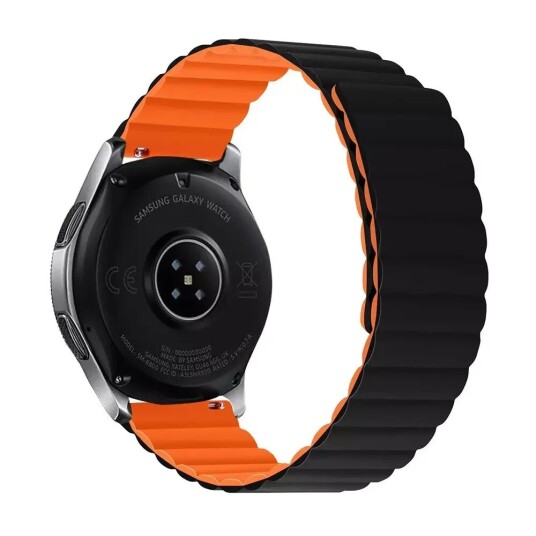 INCOVER Smartwatch Vendbar Stropp 22mm Magnetisk Silikon - Svart / Oransje