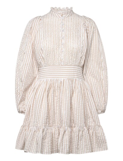 by Ti Mo Seersucker Mini Dress Beige XS by Ti Mo Seersucker Mini Dress Beige XS