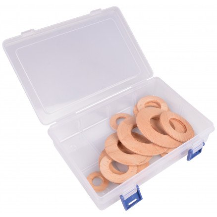Infinity Hearts Treringer i plastboks Brede Runde 30 80mm 24 stk