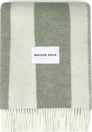 Maison Deux Rough Stripe Blanket   Green   130X 200CM