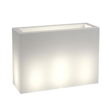 Design blomsterpotte MONUMO LUNGO GRANDE med belysning Hvit