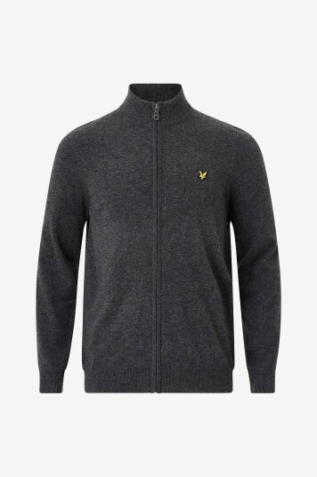 Lyle & Scott Kardigan Lambswool Blend Zip Through Cardigan Grå