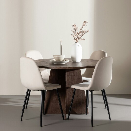 Spisegruppe Venture Home Bootcut Ø110 med 4 stk Polar Stoler Fløyel