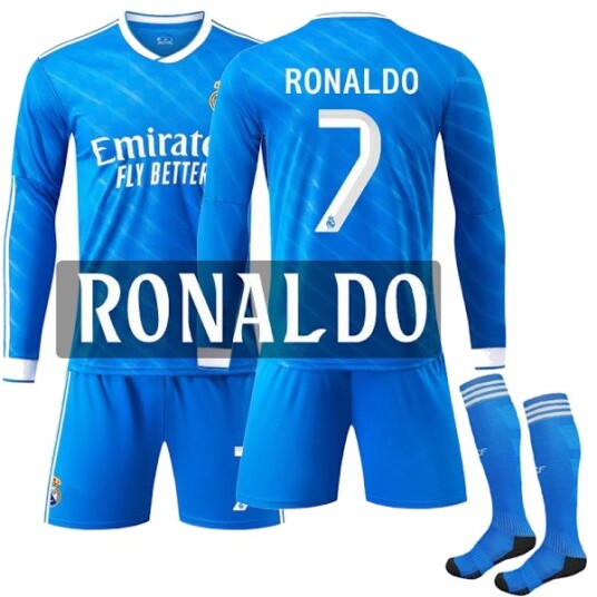 2025-2026 Real Madrid Bortedrakt Fotballsett for Barn Nr. 7 Ronaldo