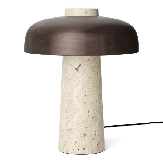 Menu Reverse Table Lamp Travertine/Bronzed Brass