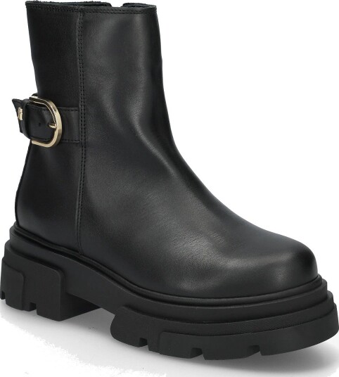 Tommy Hilfiger Leather Chunky Th Buckled Boot BLACK 42