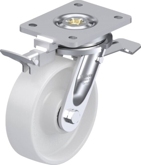 Blickle 852816 Lo-Po 160K-St-Ri4 Styrehjul Med Brems, Hjuldiameter 160 Mm, Bæreevne (Maks.) 450 Kg, 1 Stk