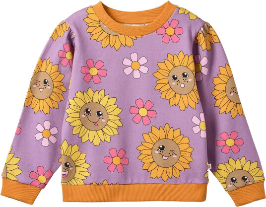 Småfolk Hidden Rose Sweatshirt With Sunflowers Purple 110 116