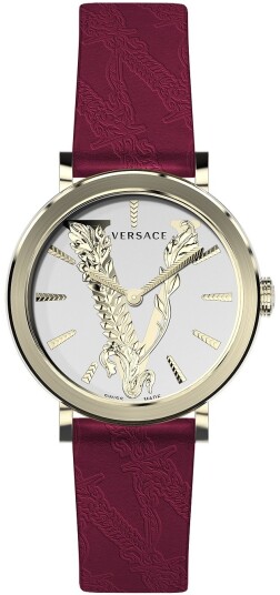 Versace Dameklokke VERI00320 V Virtus Sølvfarget/Lær Ø36 mm Versace Dameklokke VERI00320 V Virtus Sølvfarget/Lær Ø36 mm