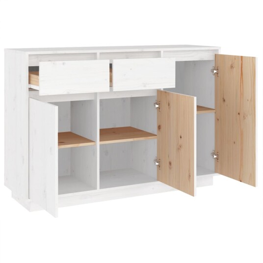 vidaXL Skjenk hvit 110x34x75 cm heltre furu