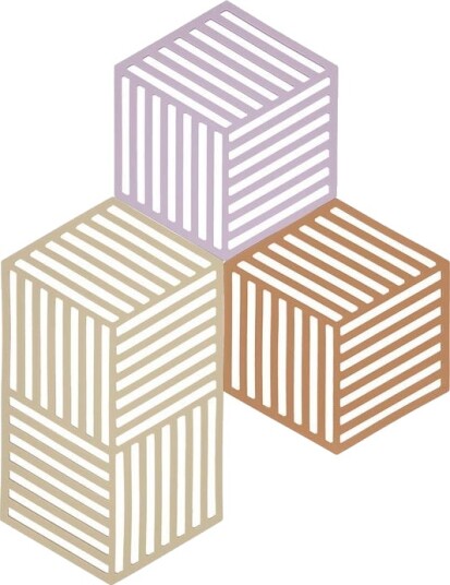 Zone - Hexagon bordskåner 3 stk 24 cm lupine/warm sand/light terracotta