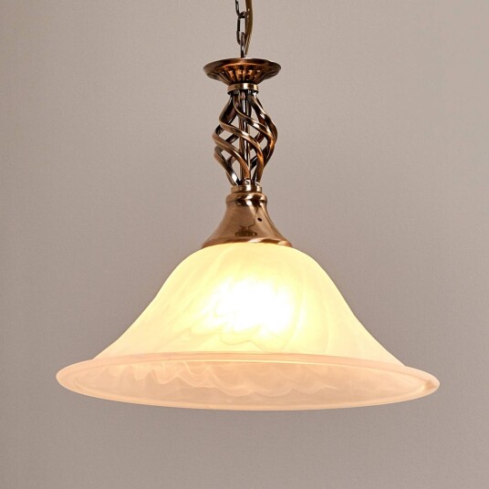 Searchlight Pendellampe i glass Cameroon dimbar Bronse / messing Stue / spisestue Metall Antikk