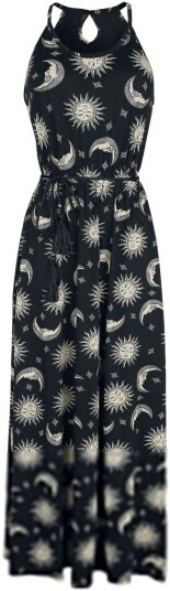 Gothicana by EMP   Goth Lang kjole   Maxi Kjole med Sol Måne og Stjerner   XS til 5XL   Damer   svart