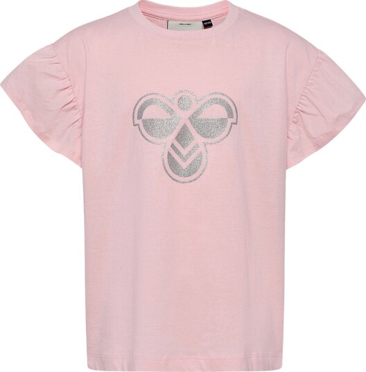Hummel Hmljr Ruffle T Shirt Ss Big Bee Pink 134/140 Hummel Hmljr Ruffle T Shirt Ss Big Bee Pink 134/140