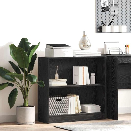  Bokhylle Svart eik 80 x 24 x 76 cm Konstruert tre