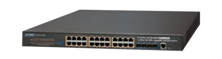 Planet Sgs-6341-24P4x - Switch - L3 - Styrt - 24 X 10/100/1000 (Poe+) + 4 X 10 Gigabit Sfp+ - Rackmonterbar - Poe+ (370 W)