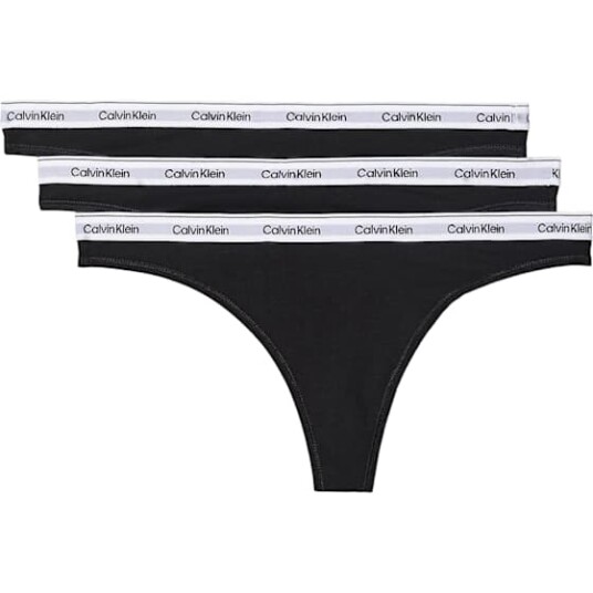 Calvin Klein Truser 3P Modern Logo Thongs Svart bomull Large Dame