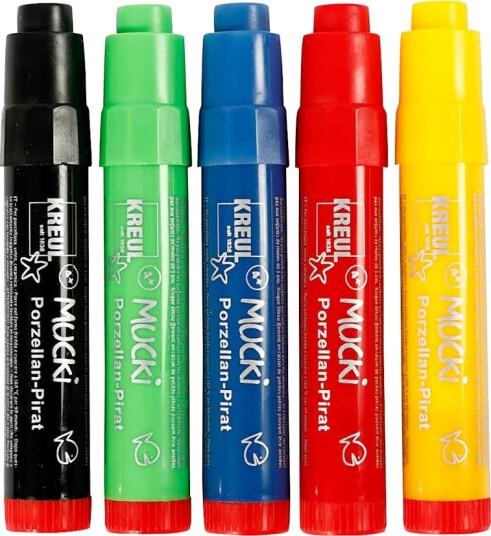 Glass  og Porselenstusj Creativ Company Mucki Strek2 5 mm Ass Farger 5 Stk/1 Pk