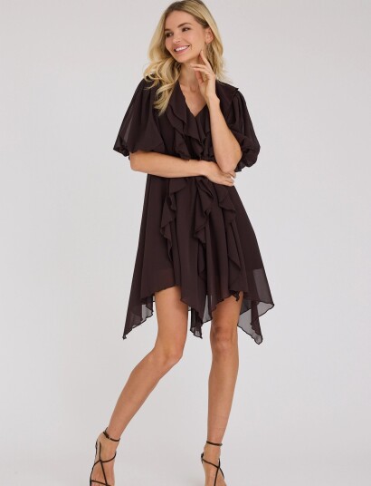 A View Flouncy Dress Brown 38