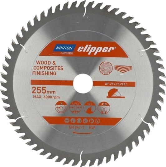 Norton Clipper Norton Sirkulsag 250Mm X 30Mm X 60Z Tre Og Kompositter Atb (3.2 / 2.2) N70184608110