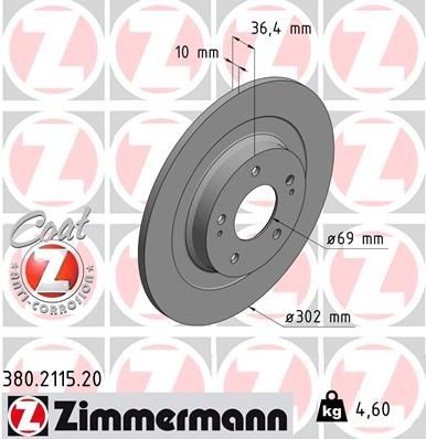 Bremseskive ZIMMERMANN 380.2115.20