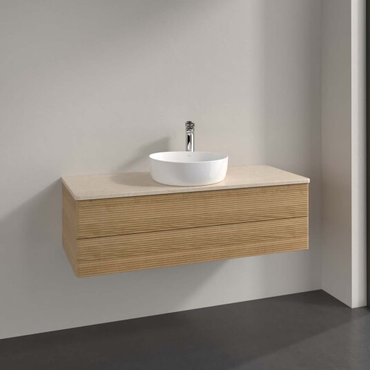 Villeroy & Boch Antao Servantskap med 2 skuffer 120x50x36 cm m/lys Eik/Crème Villeroy & Boch Antao Servantskap med 2 skuffer 120x50x36 cm m/lys Eik/Crème