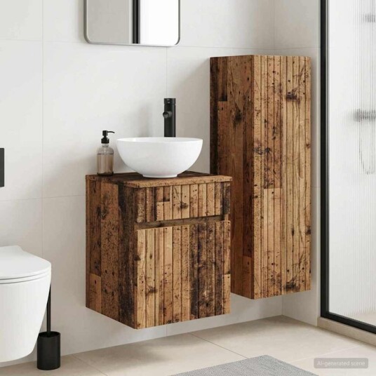 vidaXL Baderomsinnredningssett 2 stk. Gammelt tre 33 x 34,5 x 100 cm vidaXL Baderomsinnredningssett 2 stk. Gammelt tre 33 x 34,5 x 100 cm