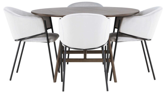 Venture Design Kaseindon & Evelina spisegruppe Grå/mørkebrun 4 stoler & bord 100 cm