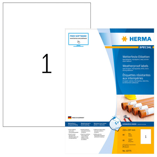 Herma V??rbestandige Etiketter 80 stk 210x297mm Herma V??rbestandige Etiketter 80 stk 210x297mm