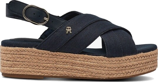 Tommy Hilfiger Sandal Denim Espadrille Platform Blå