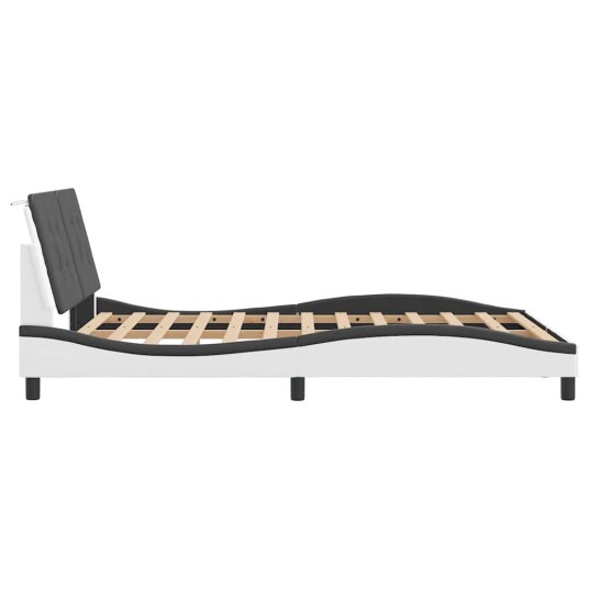 Sengeramme med hodegavl hvit og svart 140x200 cm kunstlær 8721012346734