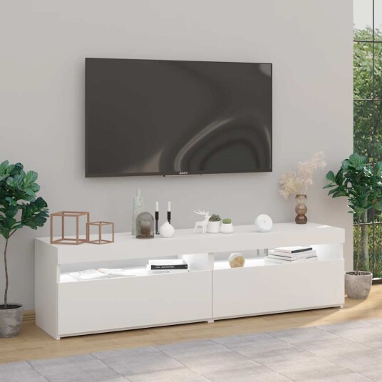vidaXL TV-benker 2 stk med LED-lys hvit 75x35x40 cm