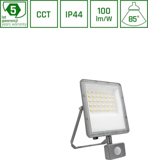 30W NOCTIS MAX flomlys med PIR sensor IP44 CCT grå Dimbar : Ikke dimbar 30W NOCTIS MAX flomlys med PIR sensor IP44 CCT grå Dimbar : Ikke dimbar