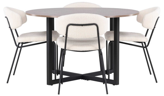 Venture Design Durango & Chico spisegruppe Hvit/valnøtt 4 stoler & bord 120 cm