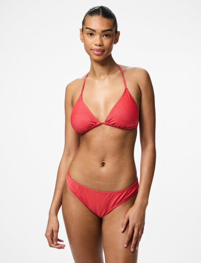 Pieces Pclaomi Lurex Bikini Brief Bc - Red - S
