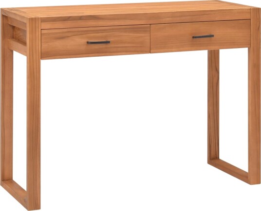 vidaXL Skrivebord med 2 skuffer 100x40x75 cm teak