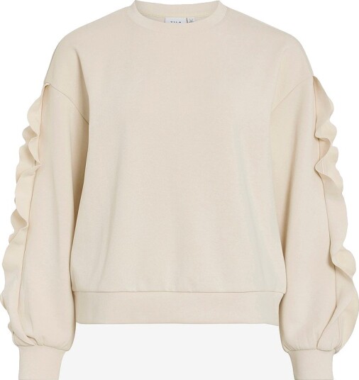 Vila Collegegenser viMentina Flounce O neck L/S Grå Vila Collegegenser viMentina Flounce O neck L/S Grå