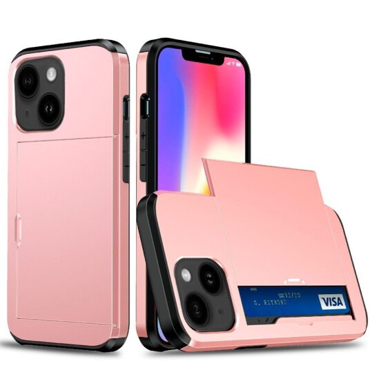 INCOVER iPhone 13 Drop Proof Deksel m. Lommebok - Rose Gold