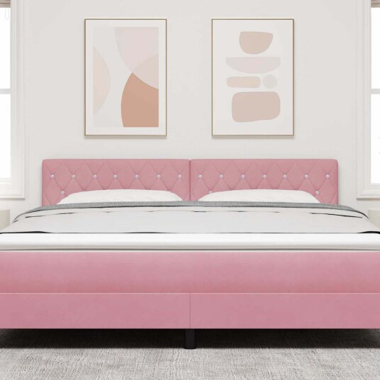 LED Hodegavl Krystallknapp Tuftet Rosa 90 cm Fløyel