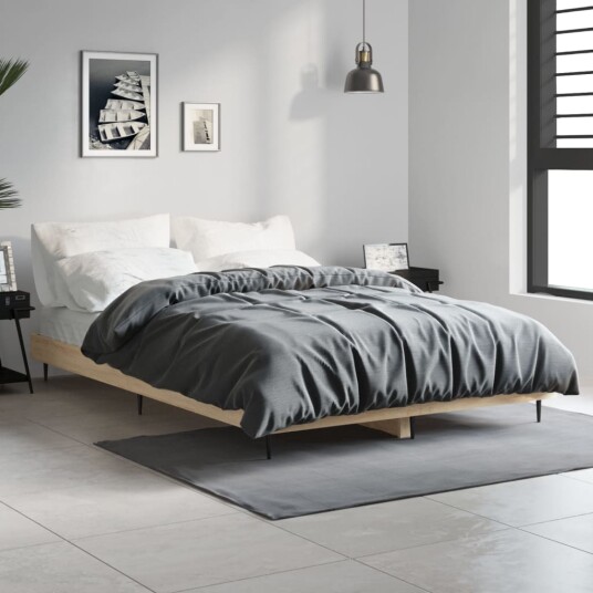 vidaXL Sengeramme sonoma eik 120x190 cm konstruert tre
