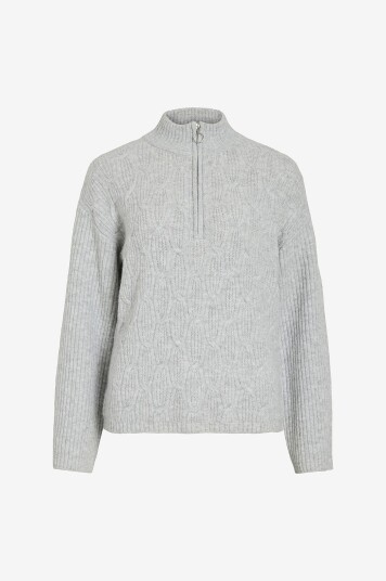 Vila Pullover viLassia L/S High Neck Zipper Top Grå