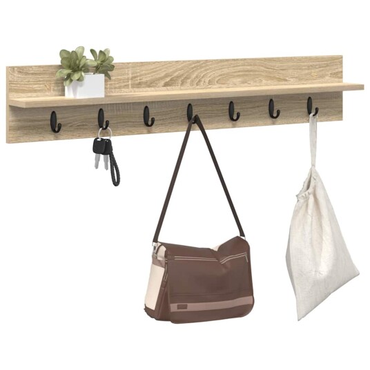  Vegghengt kleshenger med hylle Sonoma eik 100 x 10.5 x 18 cm