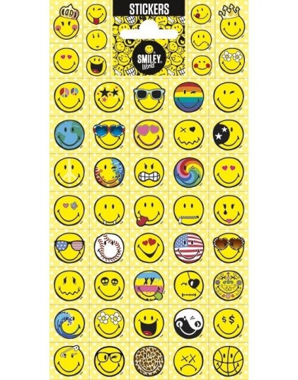50 stk Klistremerker med Smileys og Glitter