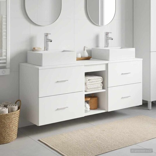 vidaXL Baderomsskapsett 3 stk. Hvit 49,5 x 41 x 62,5 cm Konstruert tre vidaXL Baderomsskapsett 3 stk. Hvit 49,5 x 41 x 62,5 cm Konstruert tre