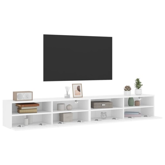 vidaXL Vegghengte TV-benker 2 stk hvit 100x30x30 cm konstruert tre 8721012254671