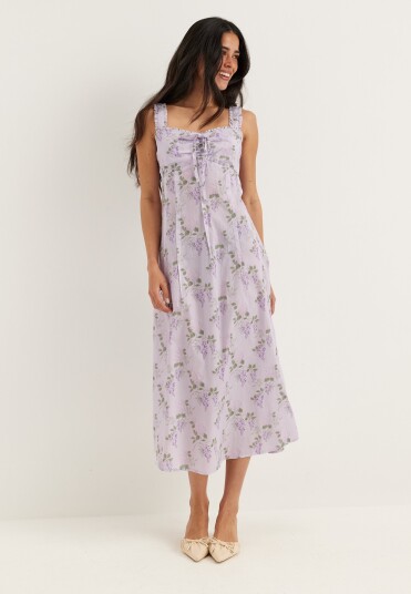 Bubbleroom Frill Detail Cotton Midi Dress