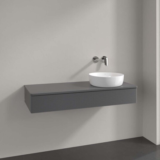 Villeroy & Boch Antao Servantskap med 1 skuff 120x50x19 cm m/lys Antrasitt Matt Villeroy & Boch Antao Servantskap med 1 skuff 120x50x19 cm m/lys Antrasitt Matt
