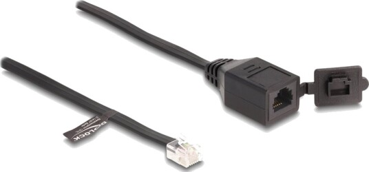 Delock Telefonforlengelseskabel Rj 12 Hann Til Rj 12 Hunn Vernehette 20 Cm Flat Svart