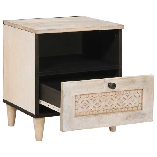  Nattbord med skuff 2 pcs Beige 40 x 33 x 46 cm heltre mango